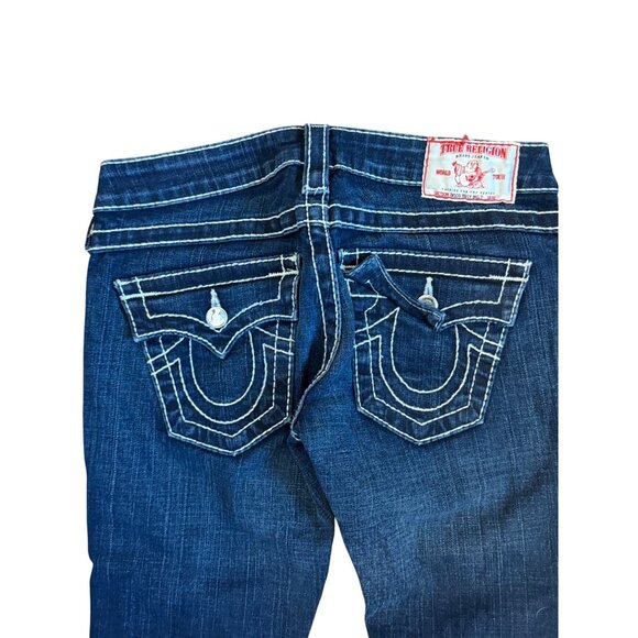True Religion Dark Wash Women’s Bootcut Jeans Size 25 Denim Crystal Detail USA-M - Picture 8 of 9
